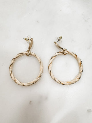 Twisted Gold and Cream Hoop Earrings - Bray and Em Boutique