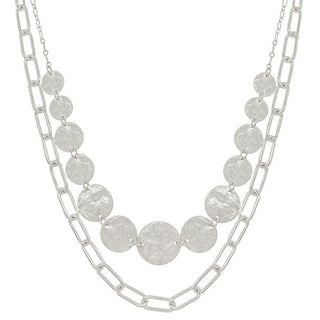 Two Layered Gold Circle and Chain Necklace - Bray and Em Boutique
