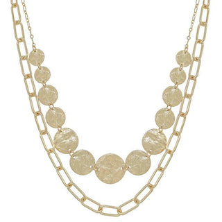 Two Layered Gold Circle and Chain Necklace - Bray and Em Boutique