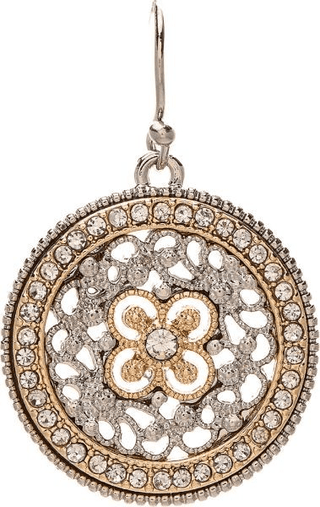 Two Tone Crystal Filigree Circle Earring - Bray and Em Boutique