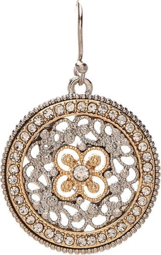 Two Tone Crystal Filigree Ellipse Earrings - Bray and Em Boutique