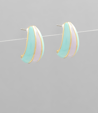 Two Tone Teardrop Post Earrings - Bray and Em Boutique