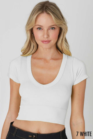 V - Neck Crop Tee - Bray and Em Boutique