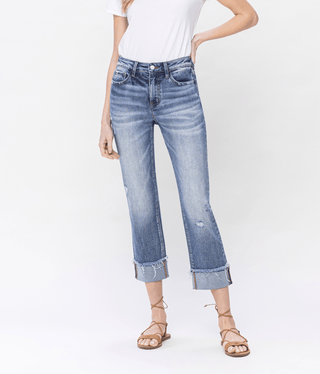 Vervet Every Weekend HR Cuffed Crop Jean - Bray and Em Boutique