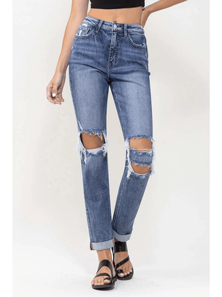 Vervet Felt Like It HR Distressed Cuffed Jean - Bray and Em Boutique