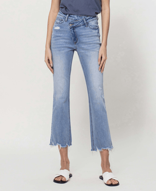 Vervet Fun Side HR Frayed Hem Jean - Bray and Em Boutique