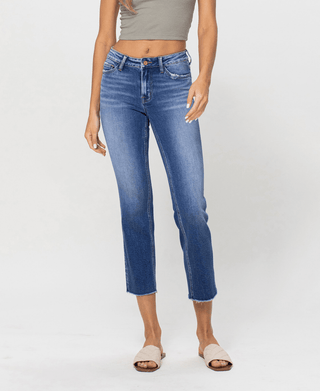 Vervet Just My Luck MR Frayed Hem Crop Jean - Bray and Em Boutique