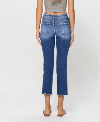 Vervet Just My Luck MR Frayed Hem Crop Jean - Bray and Em Boutique