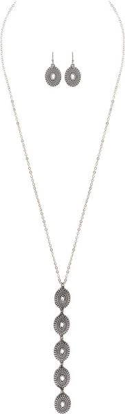 Vintage Medallion Drop Necklace & Earring Set - Bray and Em Boutique