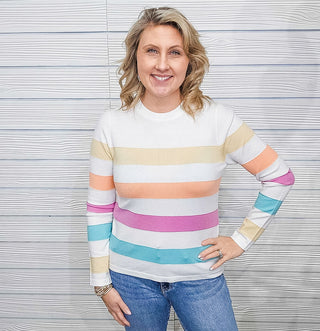 Vivid Beauty Rainbow Stripe Sweater - Bray and Em Boutique