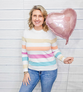 Vivid Beauty Rainbow Stripe Sweater - Bray and Em Boutique