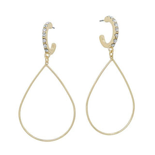 Wait Around Teardrop with Rhinestone Hoop Earrings - Bray and Em Boutique