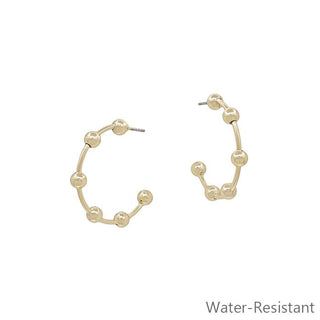 Water Resistant Hoop Earring with Bead Accent - Bray and Em Boutique