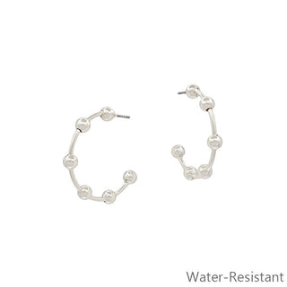 Water Resistant Hoop Earring with Bead Accent - Bray and Em Boutique