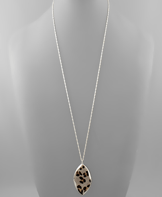 Wavy Leather Marquise Pendant Necklace - Bray and Em Boutique