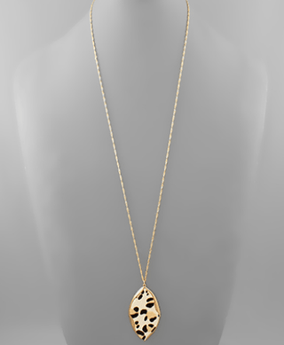 Wavy Leather Marquise Pendant Necklace - Bray and Em Boutique
