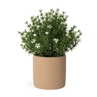 White Faux Flower Greenery In Tan Pot - Bray and Em Boutique