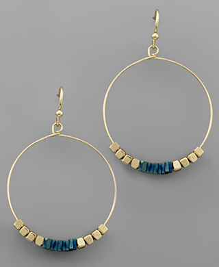 Wire Circle Square Beaded Hoop Earrings - Bray and Em Boutique