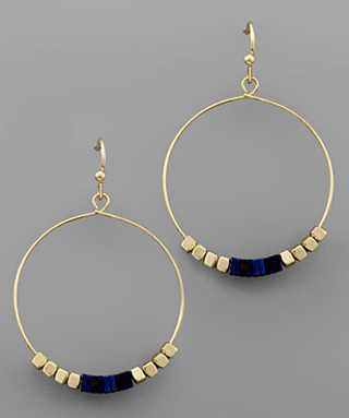 Wire Circle Square Beaded Hoop Earrings - Bray and Em Boutique