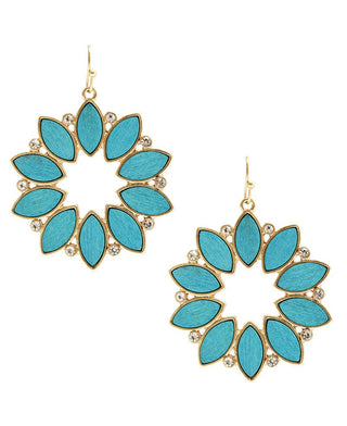 Wood and Rhinestone Flower Pattern Earring - Bray and Em Boutique