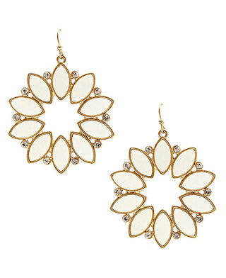 Wood and Rhinestone Flower Pattern Earring - Bray and Em Boutique