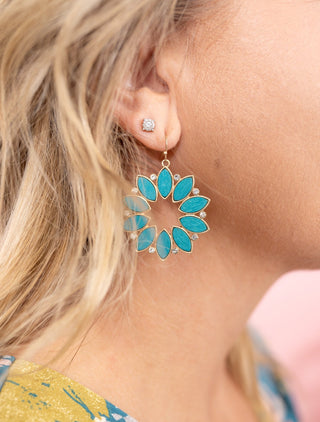 Wood and Rhinestone Flower Pattern Earring - Bray and Em Boutique