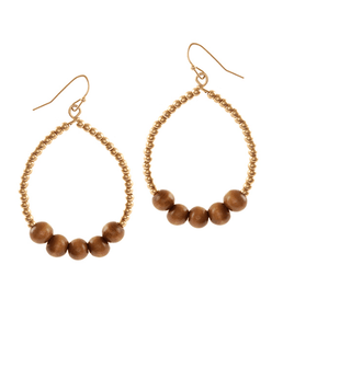 Wood bead Teardrop Earring - Bray and Em Boutique