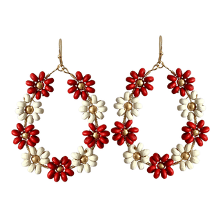 Wood Color Flower Teardrop Earrings - Bray and Em Boutique
