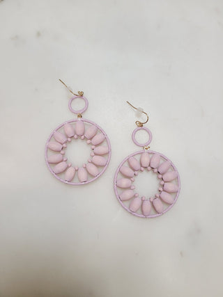 Wood Flower Drop Hoop Earrings - Bray and Em Boutique