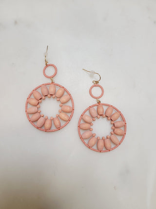 Wood Flower Drop Hoop Earrings - Bray and Em Boutique