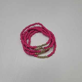 Wood & Gold Beaded Stretch Bracelet - Bray and Em Boutique