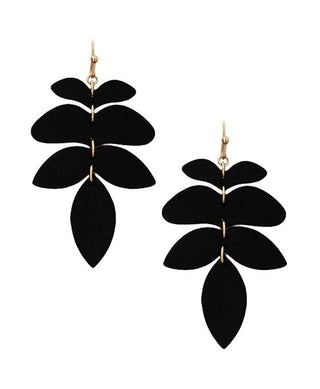 Wood Leaf Shape Earring - Bray and Em Boutique