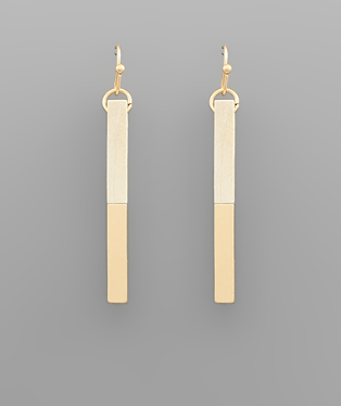 Wood & Metal Bar Earrings - Bray and Em Boutique