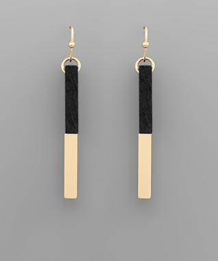 Wood & Metal Bar Earrings - Bray and Em Boutique