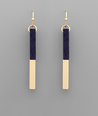 Wood & Metal Bar Earrings - Bray and Em Boutique