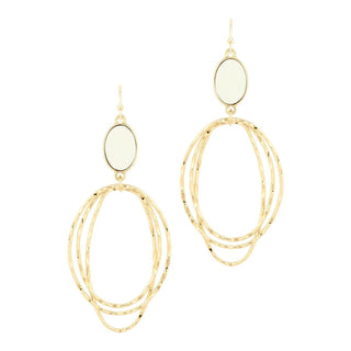 Wood with Layered Gold Oval Drop Earring - Bray and Em Boutique