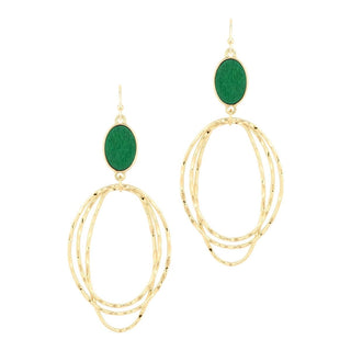 Wood with Layered Gold Oval Drop Earring - Bray and Em Boutique