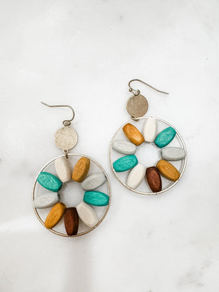 Wooden Bead Flower Dangle Earrings - Bray and Em Boutique