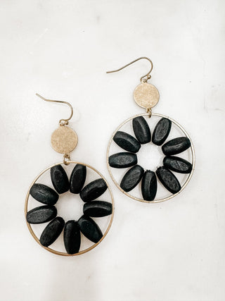 Wooden Bead Flower Dangle Earrings - Bray and Em Boutique