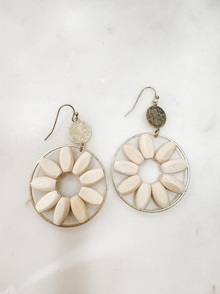 Wooden Bead Flower Dangle Earrings - Bray and Em Boutique