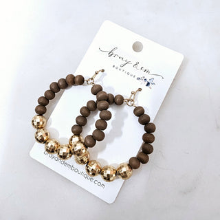 Wooden Beaded Hoop Earrings - Bray and Em Boutique