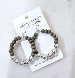 Wooden Beaded Hoop Earrings - Bray and Em Boutique