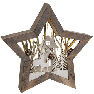 Wooden Light Up Star With Home Scene - Bray and Em Boutique
