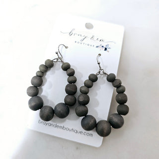 Wooden Teardrop Hoop Earrings - Bray and Em Boutique