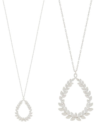 Worn Leaf Pattern Teardrop Necklace - Bray and Em Boutique