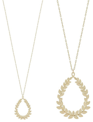 Worn Leaf Pattern Teardrop Necklace - Bray and Em Boutique