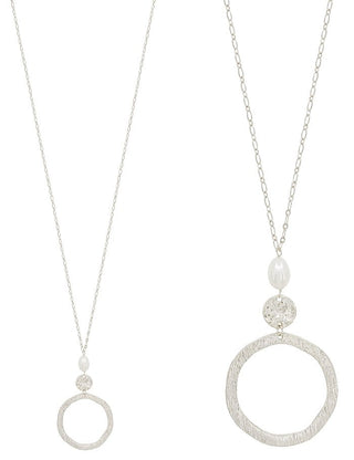 Worn Open Circle Necklace with Pearl Drop - Bray and Em Boutique