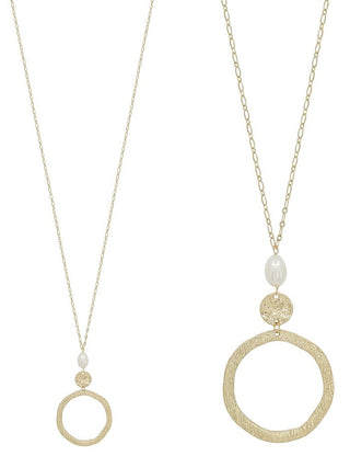 Worn Open Circle Necklace with Pearl Drop - Bray and Em Boutique