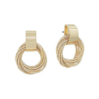 Wrap Your Mind Textured Metal Knot Earrings - Bray and Em Boutique