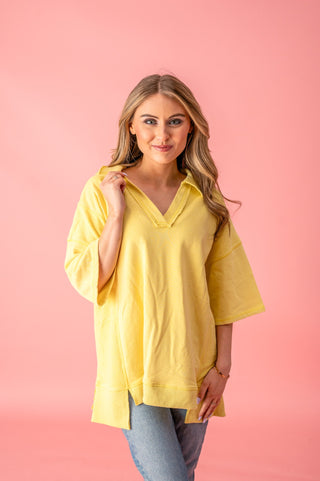 You Never Can Tell Collard Terry Top - Bray and Em Boutique